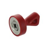 Office magnet with handle, hooked eye, red