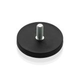Pot magnet flat with threaded neck and rubber coating, Neodymium