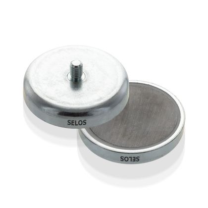Pot magnet flat with threaded neck, Ferrite