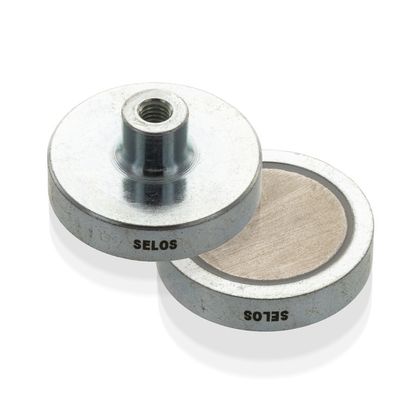Pot magnet flat with screwed bush, SmCo