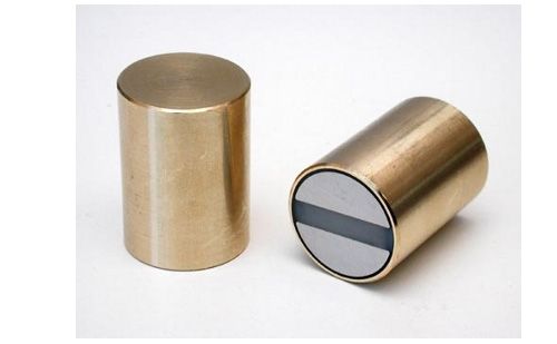 Pot magnet cylindrical with fitting tolerance h6 (brass body), SmCo